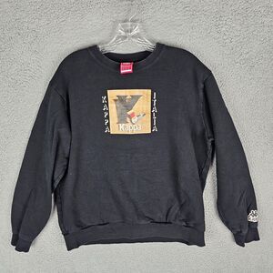 Kappa Italia Sweatshirt Mens Medium Logo Black Pullover Crewneck Fleece